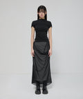 FLAREUP - Asymmetrical Draped Mock Neck T-Shirt / Black