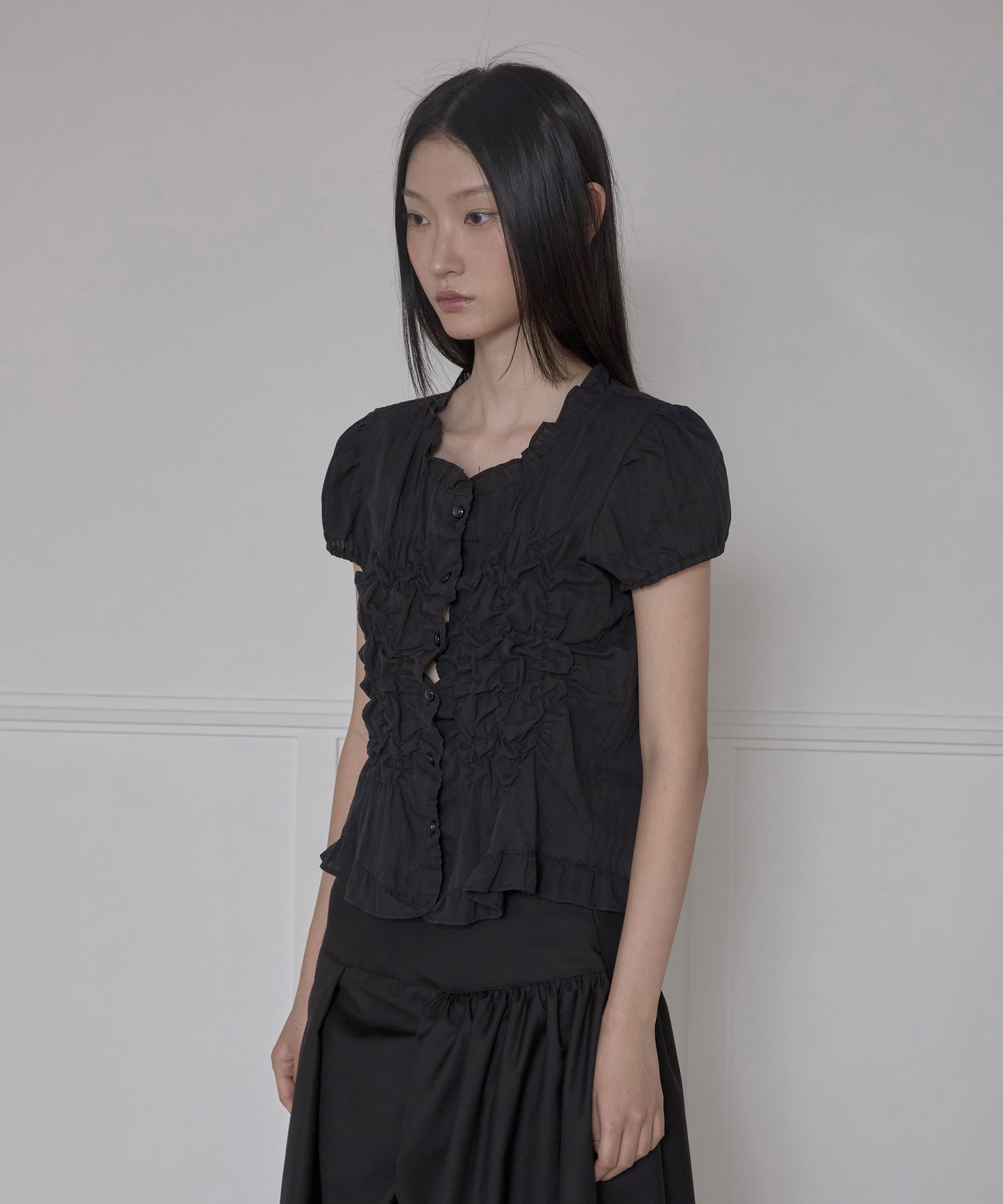 FLAREUP - Saya Frill Puff Blouse / Black