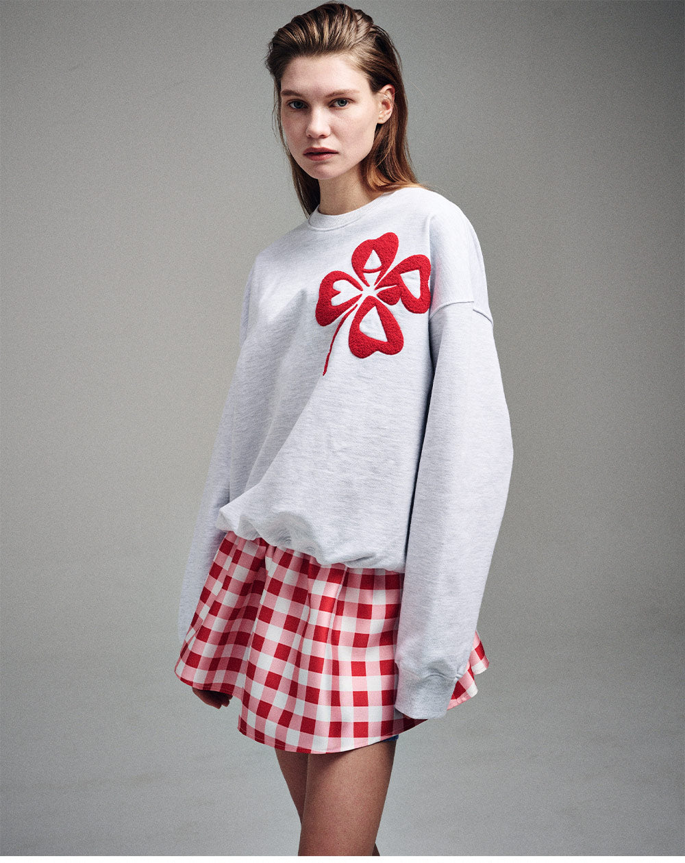 MARDI MERCREDI -  SWEATSHIRT CLOVERMARDI BOUCLE_HEATER RED