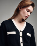 MARDI MERCREDI -  CASHMERE BLENDED CARDIGAN HEART BUTTON_BLACK