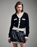 MARDI MERCREDI -  CASHMERE BLENDED CARDIGAN HEART BUTTON_BLACK