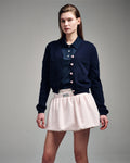 MARDI MERCREDI -  CASHMERE BLENDED CARDIGAN HEART BUTTON_NAVY