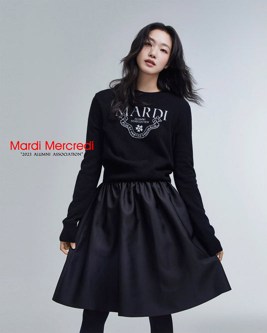 MARDI MERCREDI -  CASHMERE CROPPED CREW NECK ALUMNI CLASSIQUE_BLACK IVORY