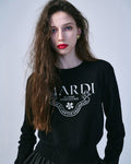 MARDI MERCREDI -  CASHMERE CROPPED CREW NECK ALUMNI CLASSIQUE_BLACK IVORY