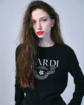 MARDI MERCREDI -  CASHMERE CROPPED CREW NECK ALUMNI CLASSIQUE_BLACK IVORY