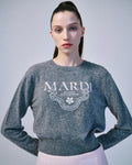 MARDI MERCREDI -  CASHMERE CROPPED CREW NECK ALUMNI CLASSIQUE_GREY WHITE