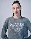 MARDI MERCREDI -  CASHMERE CROPPED CREW NECK ALUMNI CLASSIQUE_GREY WHITE