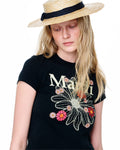 MARDI MERCREDI -  CROPPED TSHIRT FLOWERMARDI BLOSSOM_BLACK CREAM