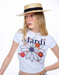 MARDI MERCREDI -  CROPPED TSHIRT FLOWERMARDI BLOSSOM_WHITE NAVY