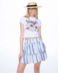 MARDI MERCREDI -  CROPPED TSHIRT FLOWERMARDI BLOSSOM_WHITE NAVY