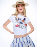 MARDI MERCREDI -  CROPPED TSHIRT FLOWERMARDI BLOSSOM_WHITE NAVY