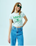 MARDI MERCREDI -  CROPPED TSHIRT FLOWERMARDI_LIGHTBEIGE GREEN