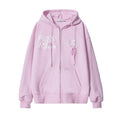 REST & RECREATION -  RR LOGO STITCH ZIP-UP HOODIE - PINK