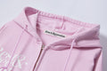 REST & RECREATION -  RR LOGO STITCH ZIP-UP HOODIE - PINK