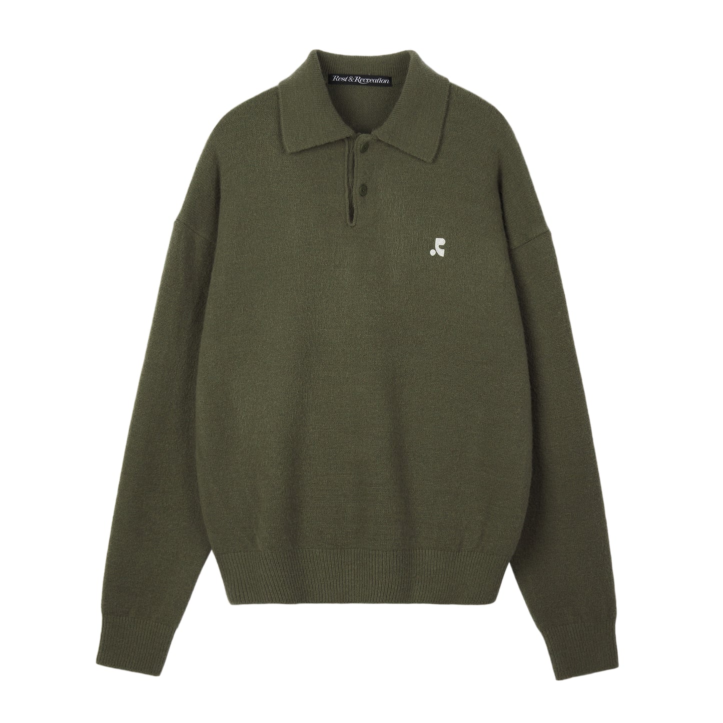 REST & RECREATION -  RR OVERSIZE POLO KNIT TOP - GREEN