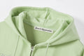 REST & RECREATION -  RR LOGO STITCH ZIP-UP HOODIE - YELLOWISH GREEN