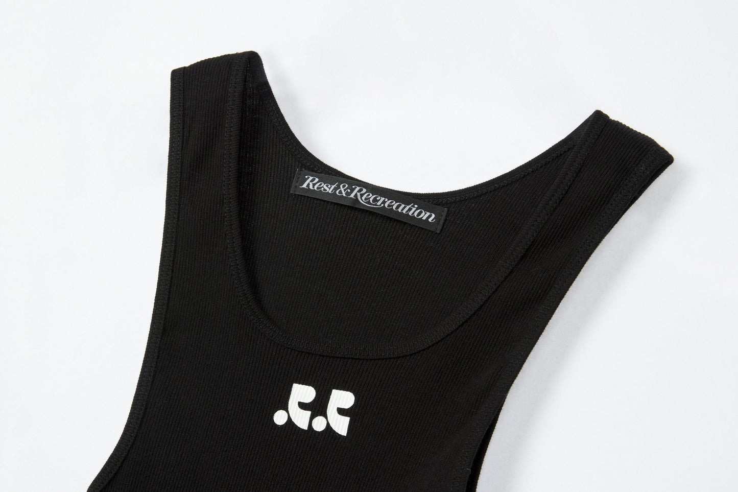 REST & RECREATION -  RR LOGO SHORT TANK TOP - BLACK