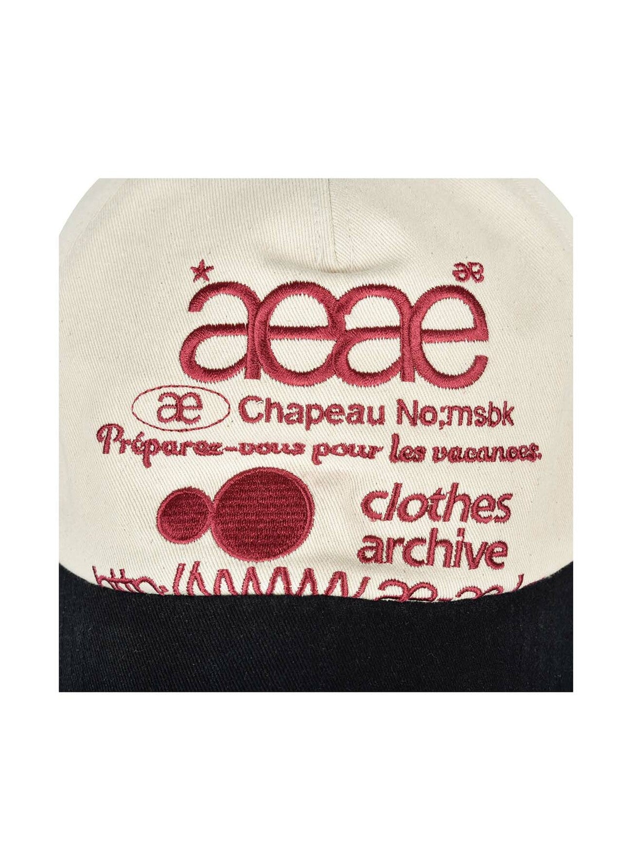AEAE -  WEB LOGO 5PANNEL CAP / ECRU BLACK (Dispatch in 48hrs)