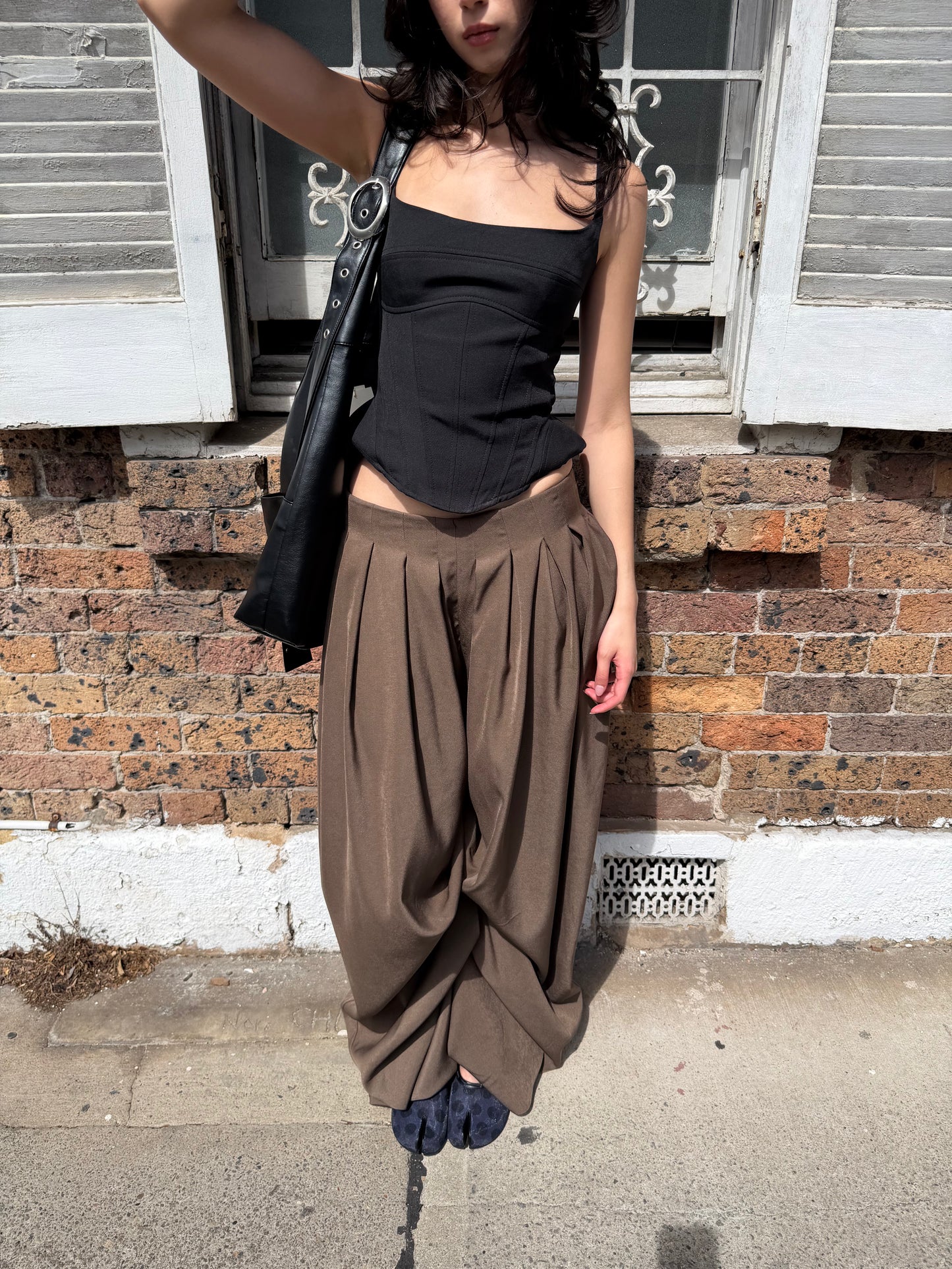 MELANCHOLY - Sable Draped Trousers / Brown
