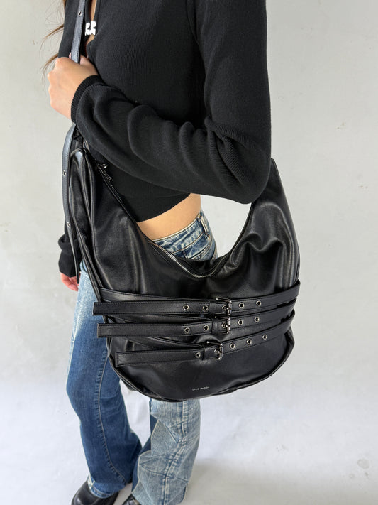 SAMO ONDOH - belt apple sling bag L nappa black (DISPATCH IN 48HRS)