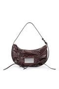 MATIN KIM - HALF SHIRRING RIBBON ROUND BAG IN DARK BROWN
