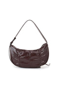 MATIN KIM - HALF SHIRRING RIBBON ROUND BAG IN DARK BROWN