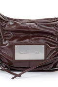 MATIN KIM - HALF SHIRRING RIBBON ROUND BAG IN DARK BROWN