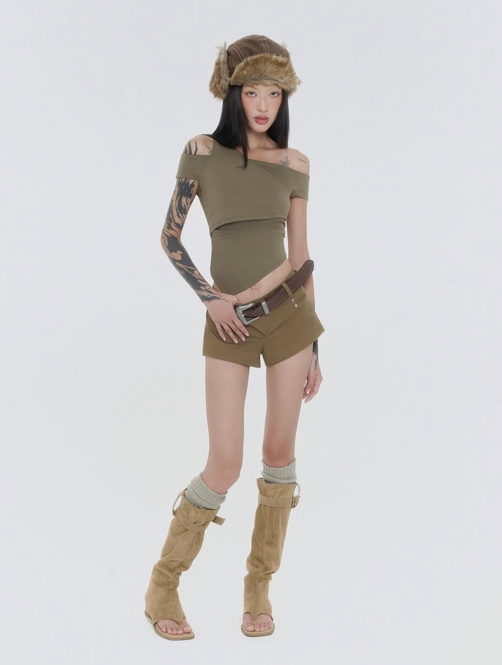 Sagittarius.A+ - Asym Layered Top Sage Green (Dispatch in 48hrs)