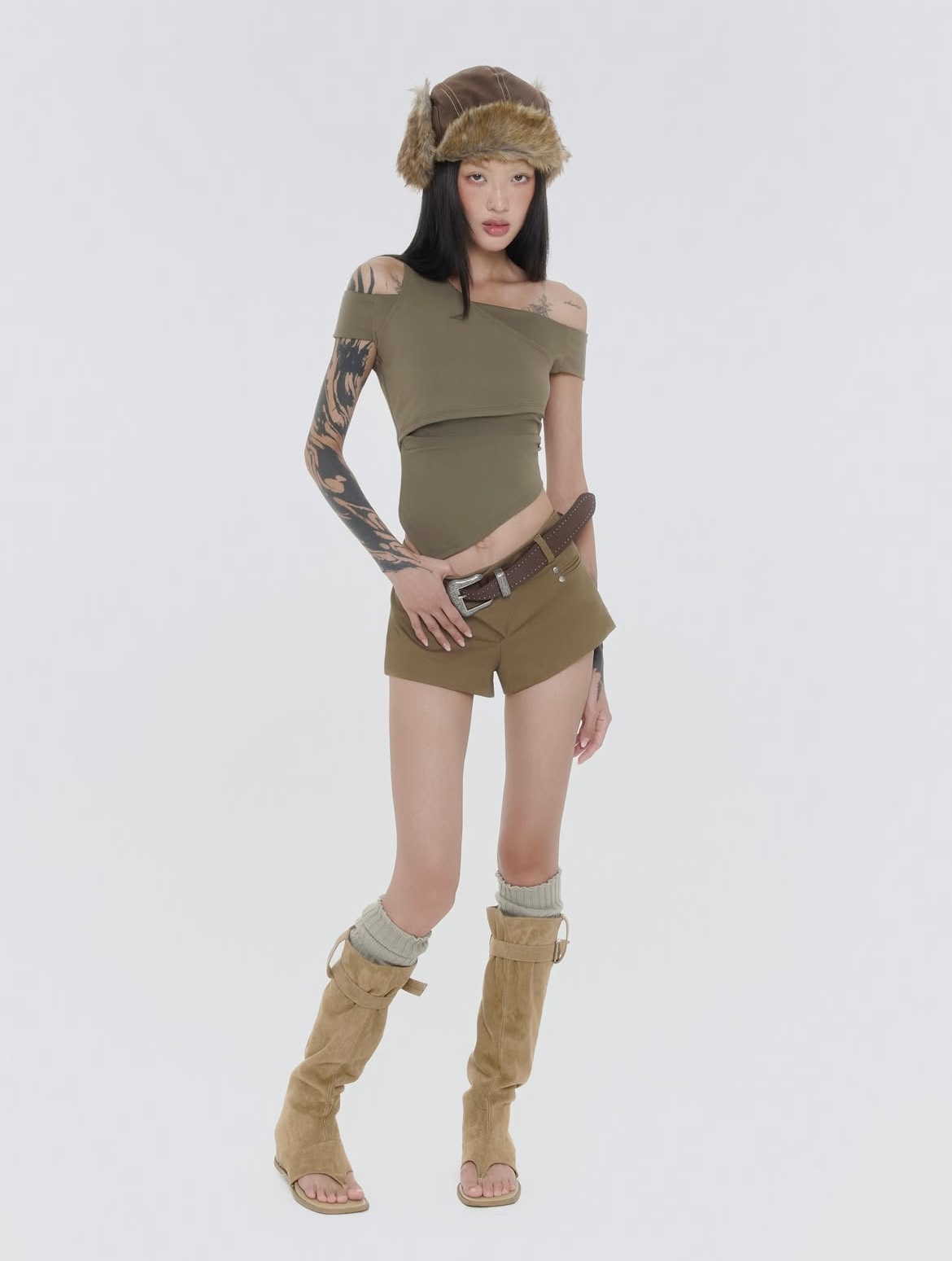 Sagittarius.A+ - Asym Layered Top Sage Green (Dispatch in 48hrs)