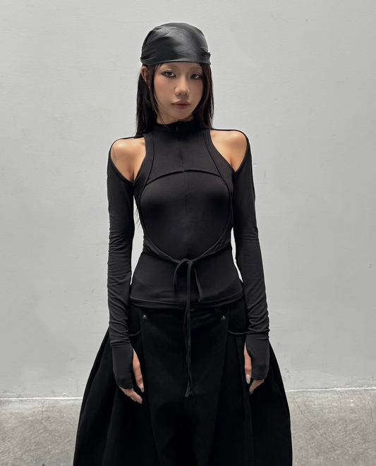 Sagittarius.A+ - Swirling Cut-out Long Sleeve Black (Dispatch in 48hrs)