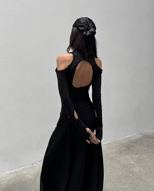 Sagittarius.A+ - Swirling Cut-out Long Sleeve Black (Dispatch in 48hrs)