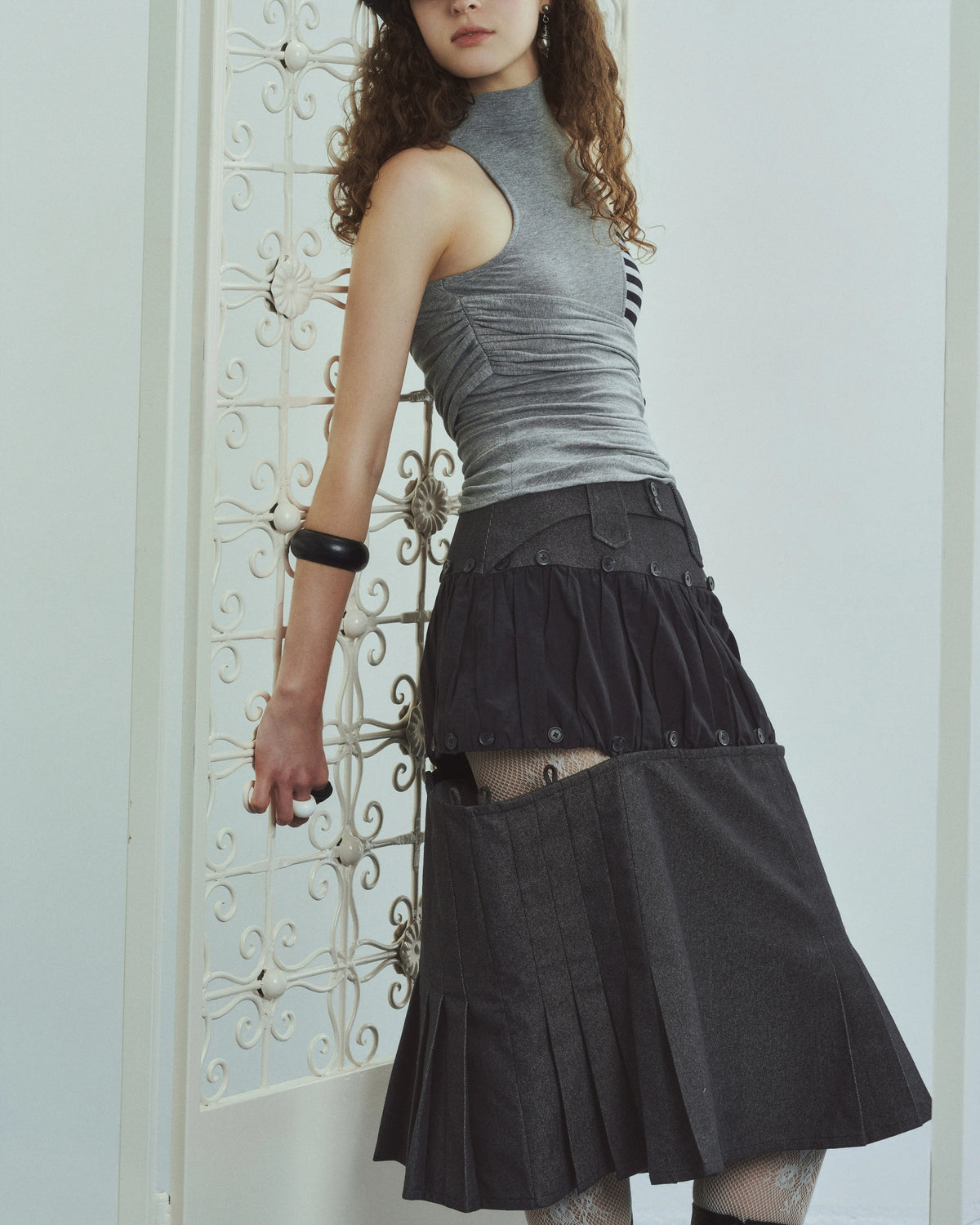 INTO.EIGHT - FACADE SKIRT / Black (Dispatch in 48hrs)