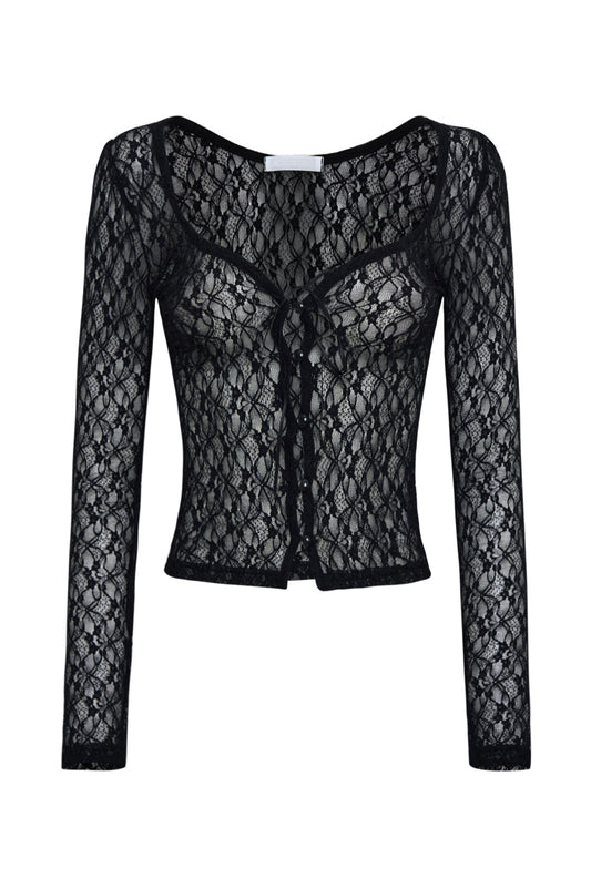 THREETIMES -  Romantic lace cardigan black