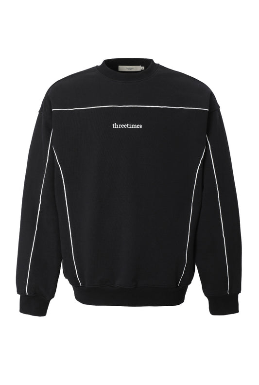 THREETIMES -  tht piping sweatshirt black