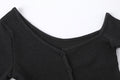 THREETIMES -  One-shoulder button tee Charcoal melange