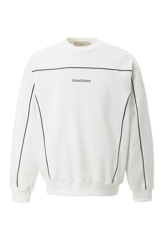 THREETIMES -  tht piping sweatshirt ivory