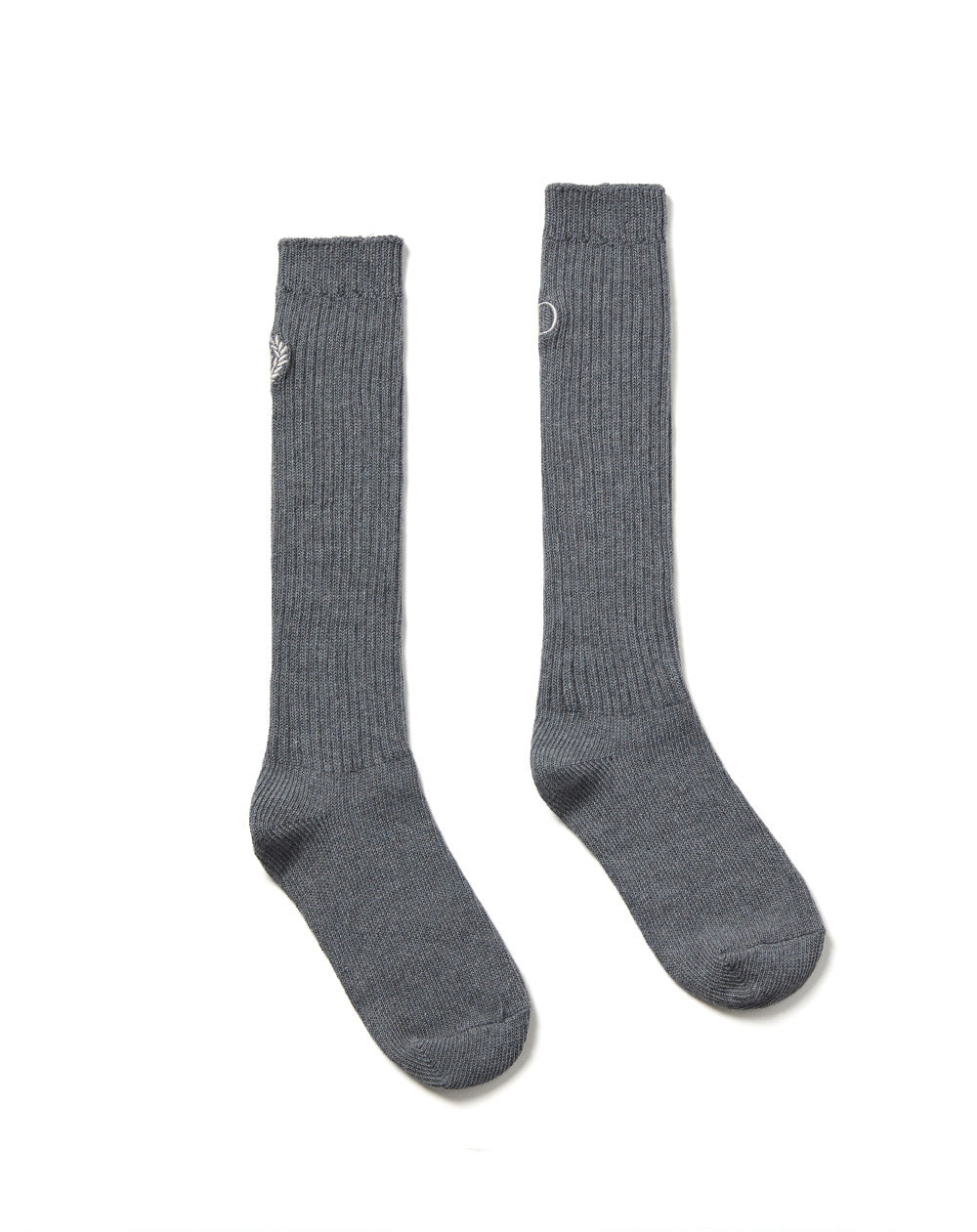 MARDI MERCREDI -  LONG SOCKS MRD LOGO_CHARCOAL BEIGE