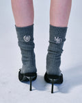 MARDI MERCREDI -  LONG SOCKS MRD LOGO_CHARCOAL BEIGE