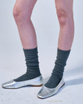 MARDI MERCREDI -  LONG SOCKS MRD LOGO_CHARCOAL BEIGE