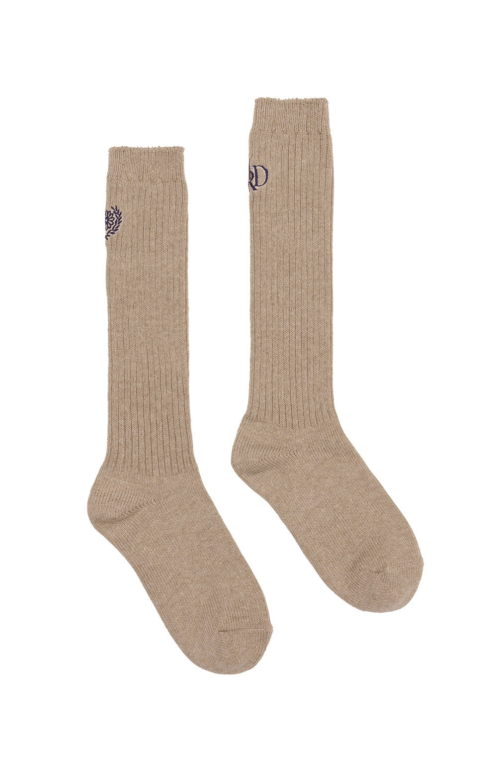 MARDI MERCREDI -  LONG SOCKS MRD LOGO_DARKBEIGE NAVY