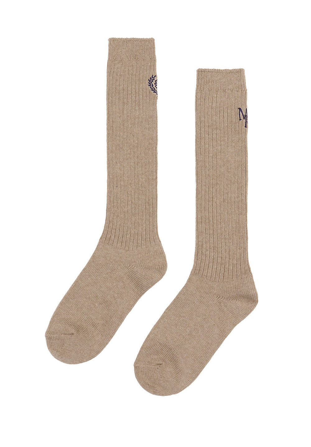 MARDI MERCREDI -  LONG SOCKS MRD LOGO_DARKBEIGE NAVY