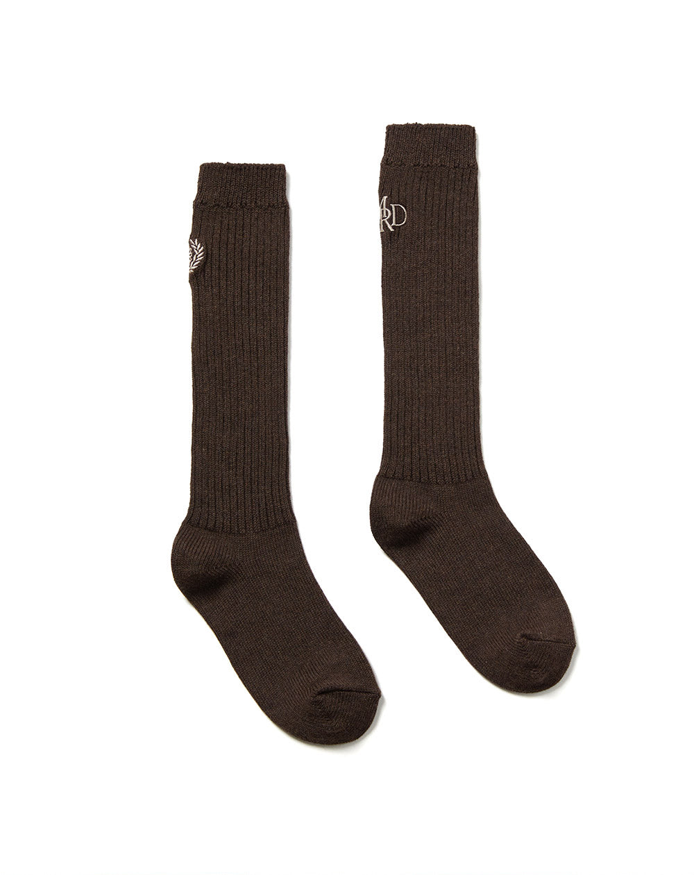 MARDI MERCREDI -  LONG SOCKS MRD LOGO_DARKBROWN KHAKI