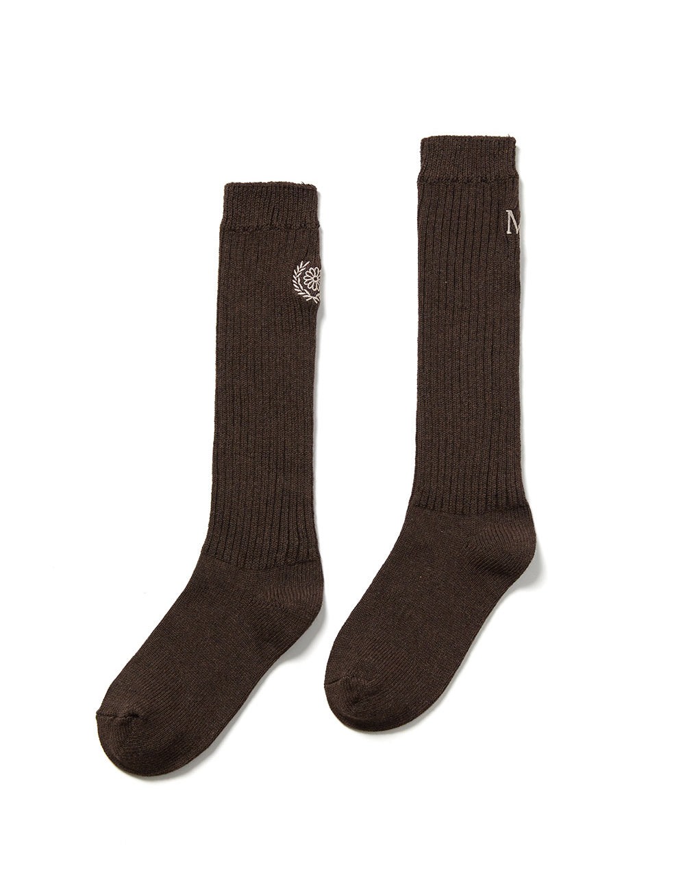 MARDI MERCREDI -  LONG SOCKS MRD LOGO_DARKBROWN KHAKI