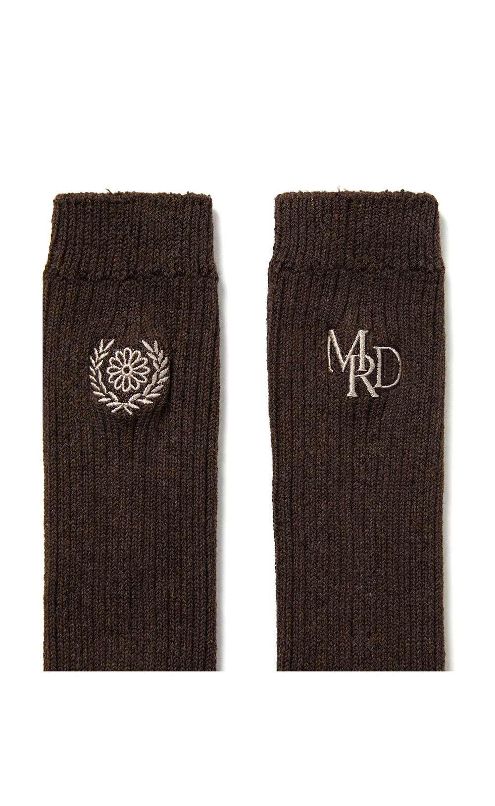 MARDI MERCREDI -  LONG SOCKS MRD LOGO_DARKBROWN KHAKI