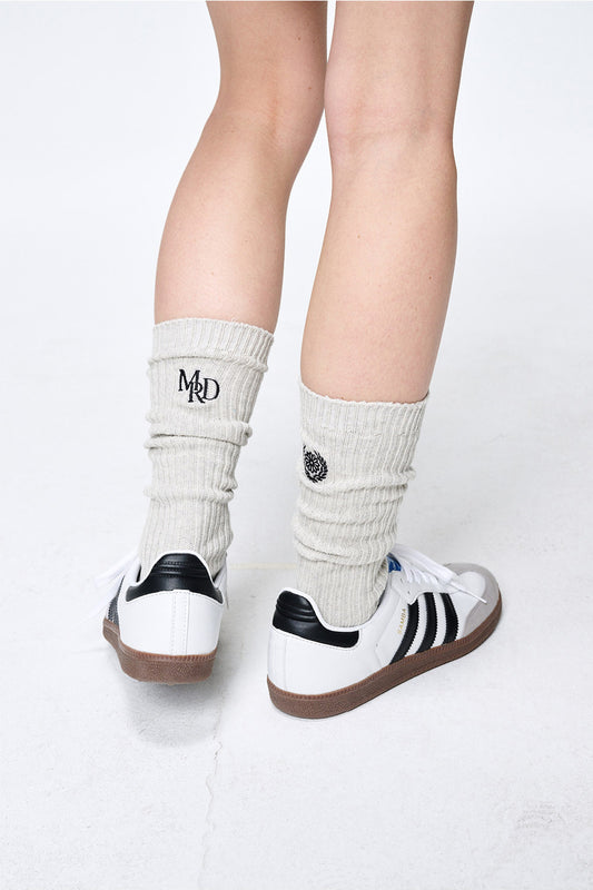 MARDI MERCREDI -  LONG SOCKS MRD LOGO_HEATHER NAVY