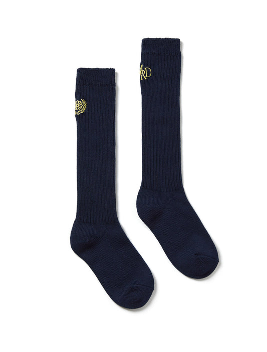 MARDI MERCREDI -  LONG SOCKS MRD LOGO_NAVY YELLOW