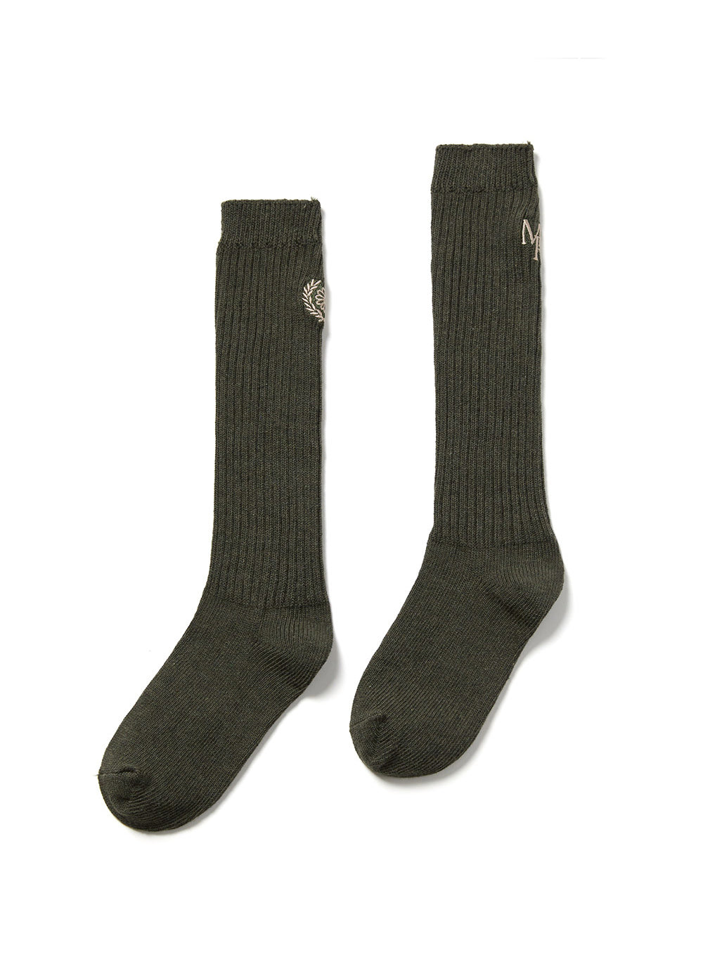 MARDI MERCREDI -  LONG SOCKS MRD LOGO_OLIVE BEIGE