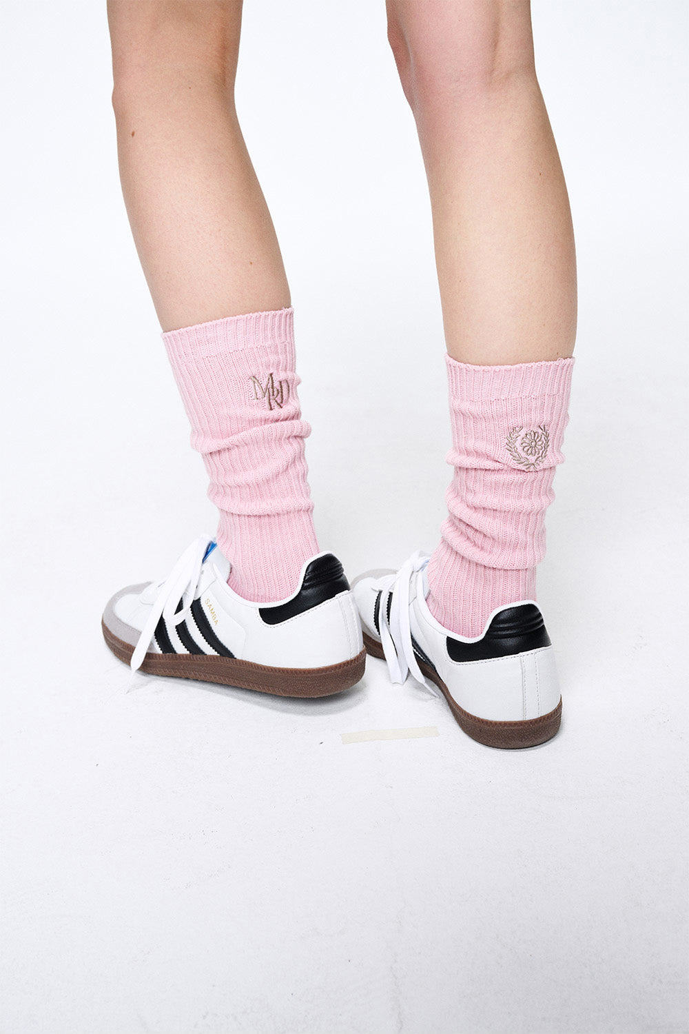 MARDI MERCREDI -  LONG SOCKS MRD LOGO_PINK LATTE