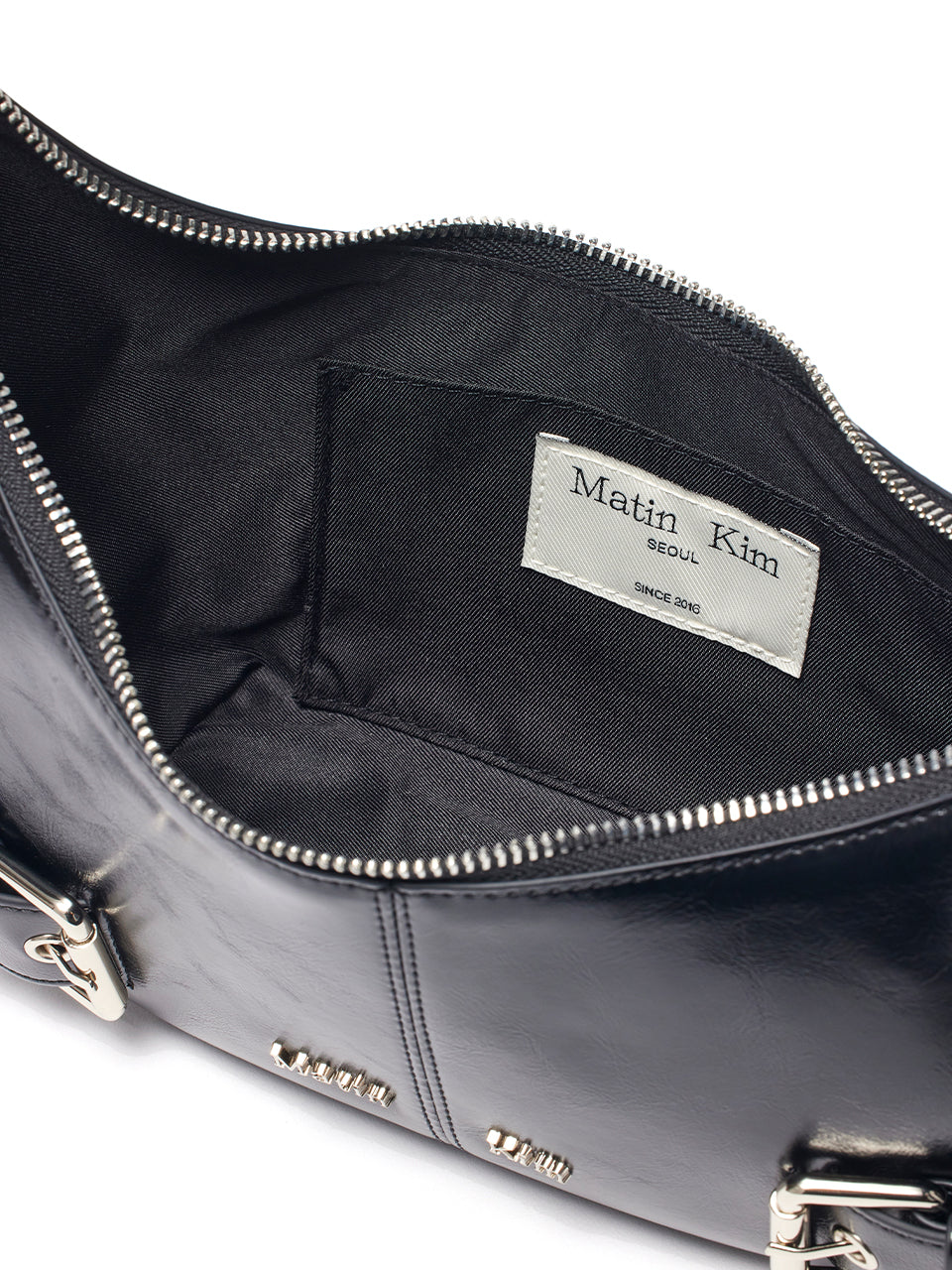 MATIN KIM - BELTED SHOULDER BAG IN BLACK – KORIAH MATIN KIM - BELTED SHOULDER BAG IN BLACK – KORIAH