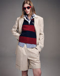 MARDI MERCREDI -  OXFORD BERMUDA SHORTS STRIPE_BEIGE